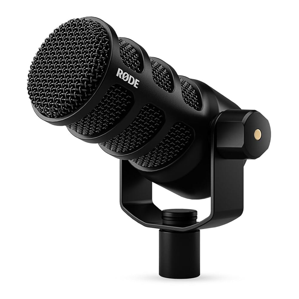 팟캐스트, 스트리밍, 게임, 음악 제작 및 콘텐츠 제작을 위한 XLR USB 연결 기능을 갖춘 R DE PodMic 다용도 동적 방송 마이크(블랙) PodMic USB Black - 상품 이미지