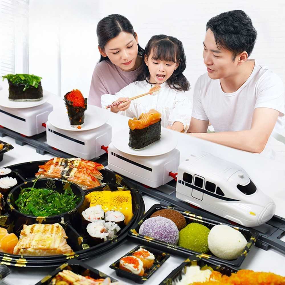 초밥기계 기관차 홈오마카세 레일 가족 전동 기차 턴테이블 홈파티 그릇 생일 회전식 - 상품 이미지