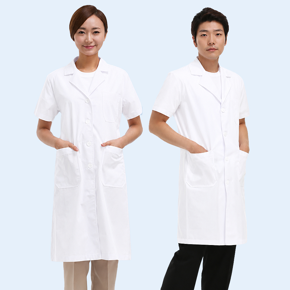 여름용시원한T/C 45수반팔의사 약사 영양사 피부관리사 실습 실험실가운 - 상세 이미지 4