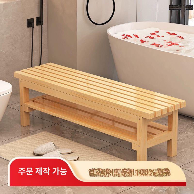 편백나무 벤치 원목 사우나 히노끼 화장실 방수 보강 스툴 샤워 사우나의자 체어 - 상세 이미지 3