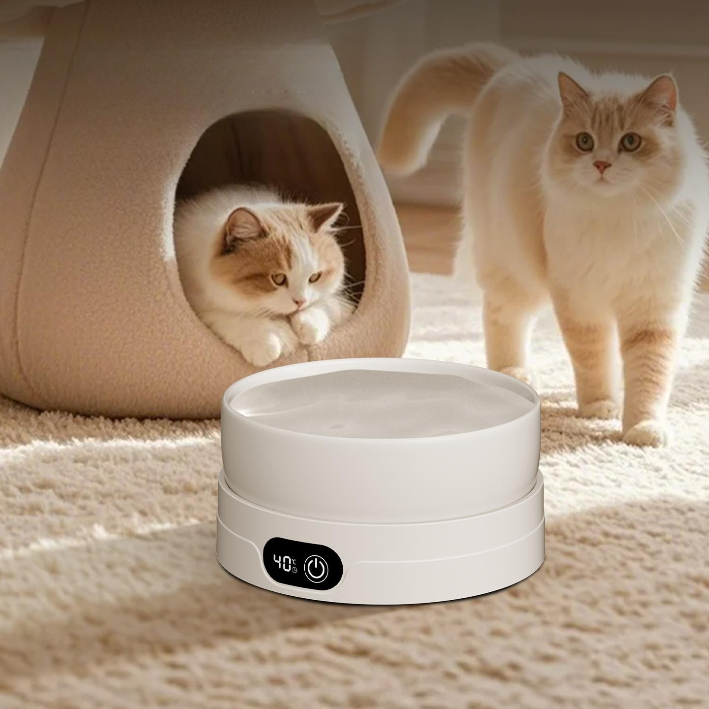 고양이 온열 물그릇 자동 반려동물 USB 가열 집사 - 상품 이미지