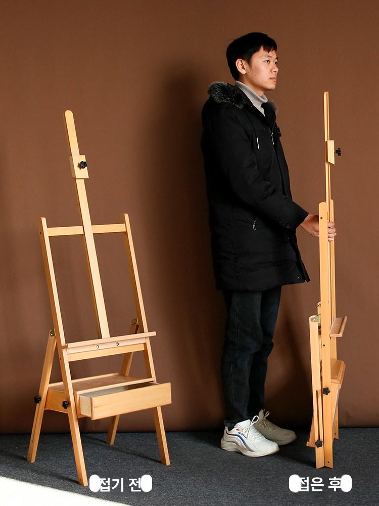 그림 작업대 접이식 원목 보드 테이블 유화 책상 전문가용 드로잉 화실 내추럴 서랍 대형 이미지 6