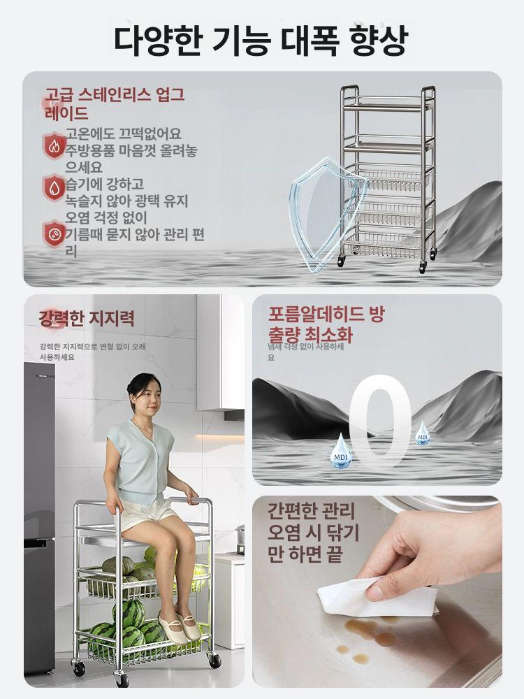스텐 주방 선반 업소용 주방선반 수납장 까치선반 상부선반 작업대 식당 상선반 무빽 테이블 - 상세 이미지 3