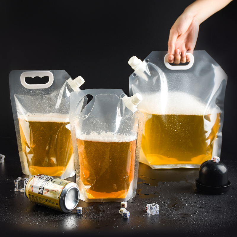 스파우트 파우치 200개 지퍼백 밀폐 테이크아웃 맥주 음료 혀끝 경사 열 식품 비닐백 - 상품 이미지