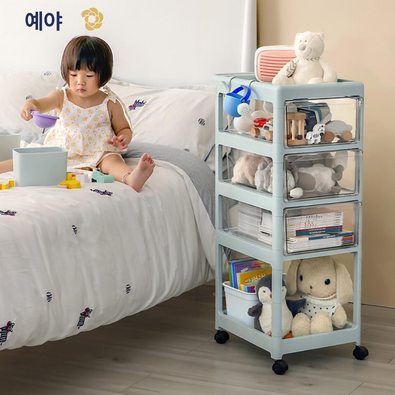 용품 바퀴달린수납장 블루 바퀴선반 카트 서랍형 캐스터 바퀴수납장 수납함 - 상세 이미지 3