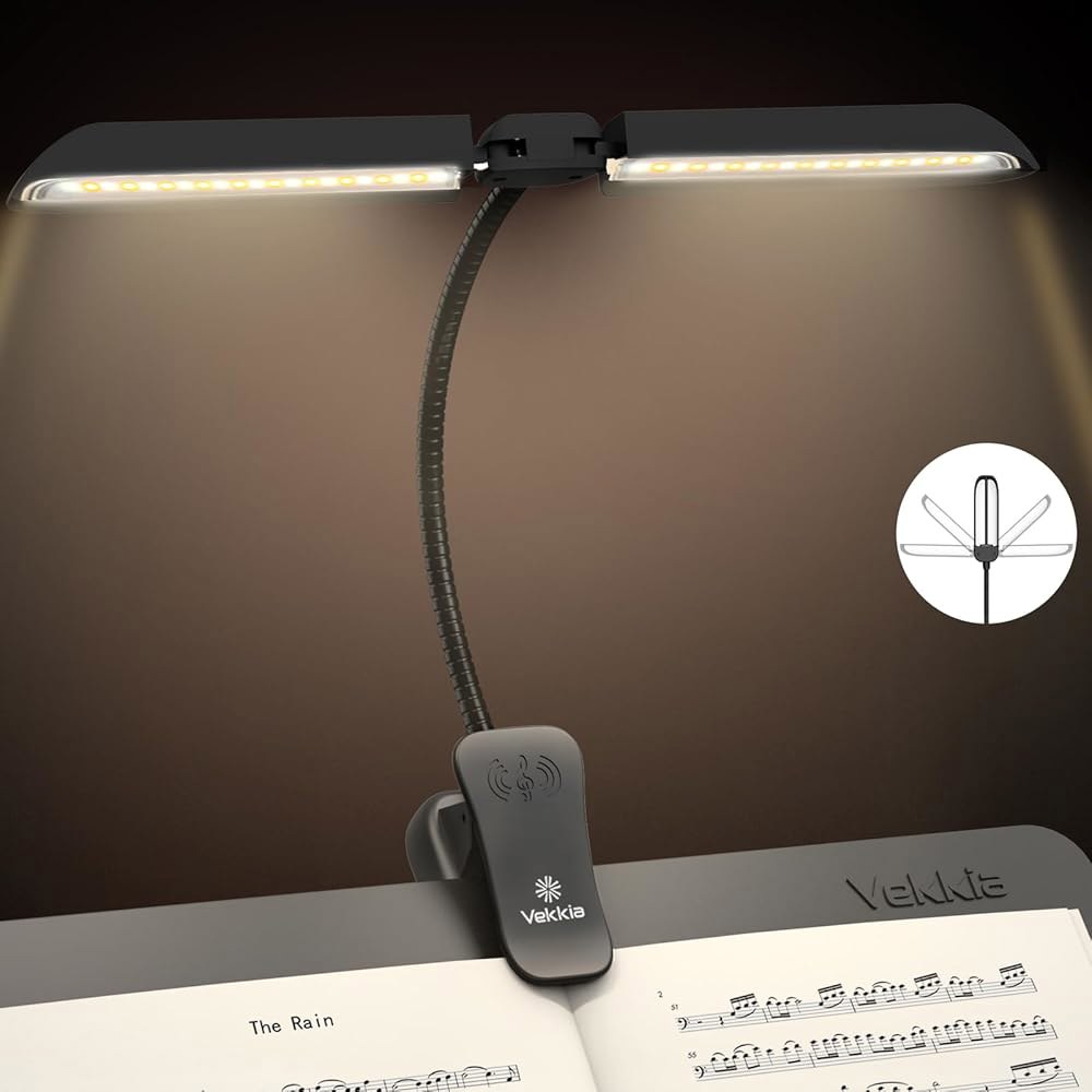 베키아 64 LED 충전식 음악 스탠드 조명 - 피아노 램프의 접이식 클립, 그랜드 피아노와 독서를 위한 5가지 밝기 3 색온도의 휴대용 프로페셔널 5.0 - 상품 이미지
