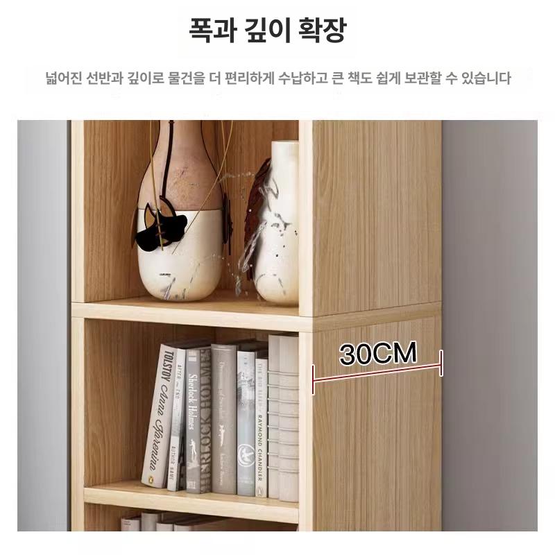 폭좁은 책장 틈새 거실 좁은 원목 수납함 화이트 수납장 서재 인테리어 거실책장 라이트 - 상세 이미지 5
