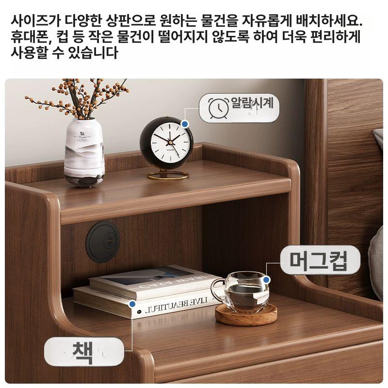 원목 침대협탁 심플 소형 수납 북유럽 침대옆 가구 캐비닛 서랍장 협탁 틈새 서랍 모던 - 상세 이미지 5