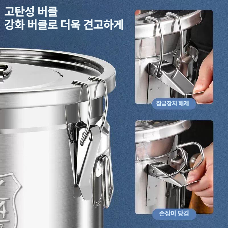 업소용 육수통 스테인레스 밀폐 국통 소스 보관용기 식당 양은 들통 대용량 - 상세 이미지 4