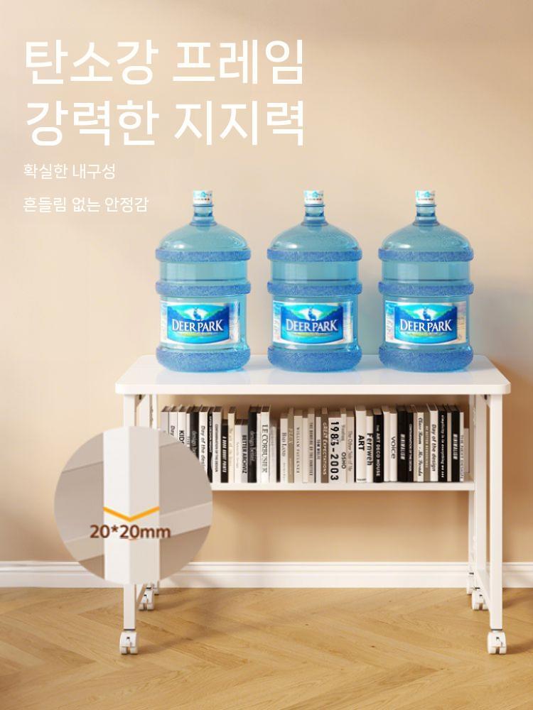 접이식 쇼파 높이조절 이동식보조책상 협탁 바퀴달린 노트북테이블 간이 거실 사이드 침대 원목 두껍고 강화 된 플라스틱 컵 홀더가있는 - 상세 이미지 5
