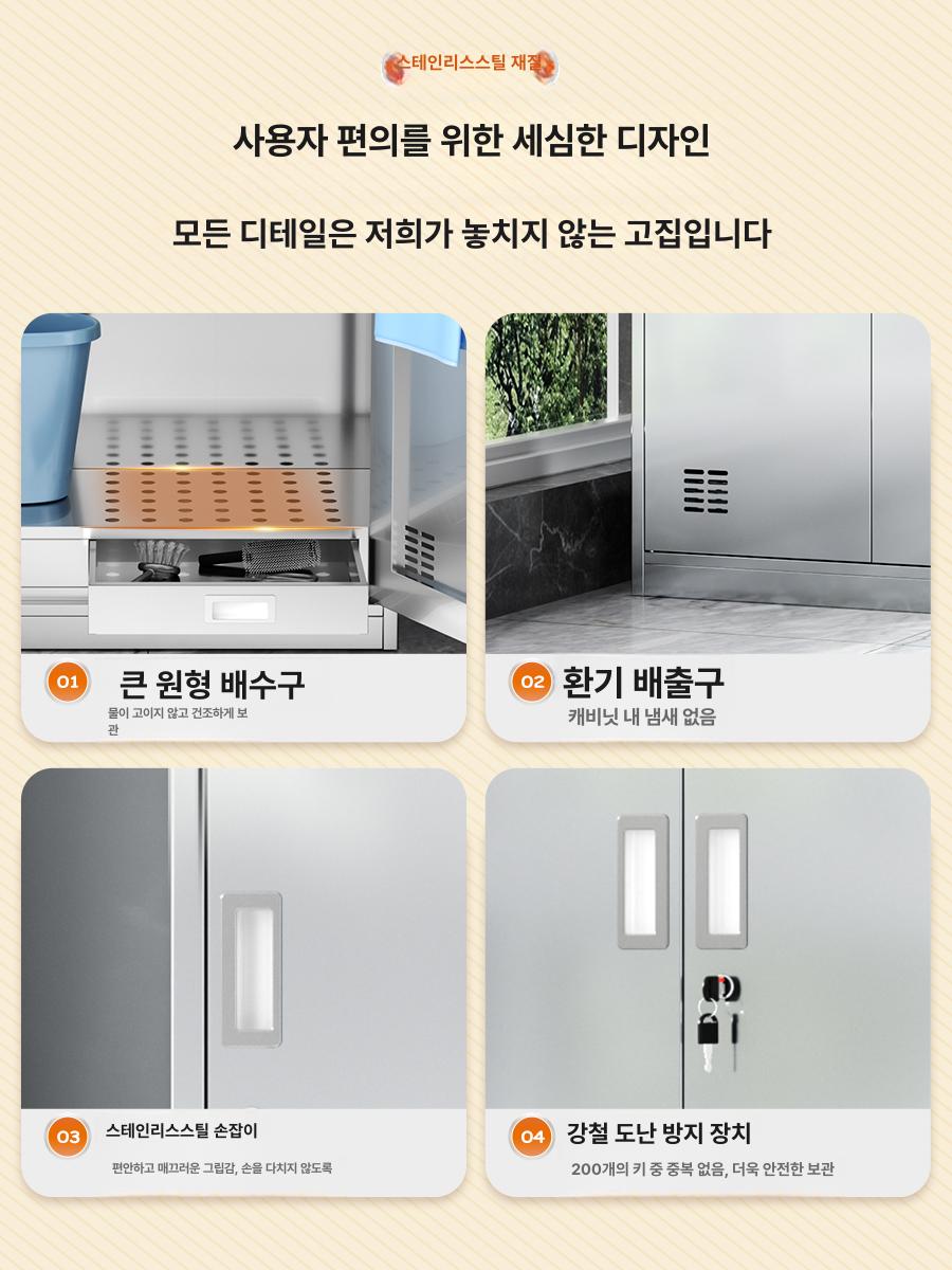 스텐 철제청소도구함 빗자루 화장실 청소용품 보관함 이동식 캐비넷 거치대 사무실 다목적 - 상세 이미지 4