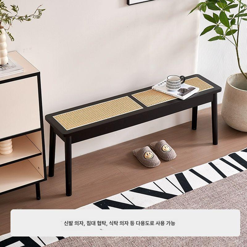 카페 라탄벤치 거실 디자인 엔틱 빈티지 대기실 체리우드 천연 모던 원목색 식당 까페 - 상세 이미지 4