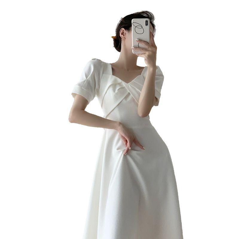 신부 피로 연원 원피스 결혼식 드레스 셀프 웨딩 며느리룩 빅사이즈 촬영 연주회 - 상세 이미지 5