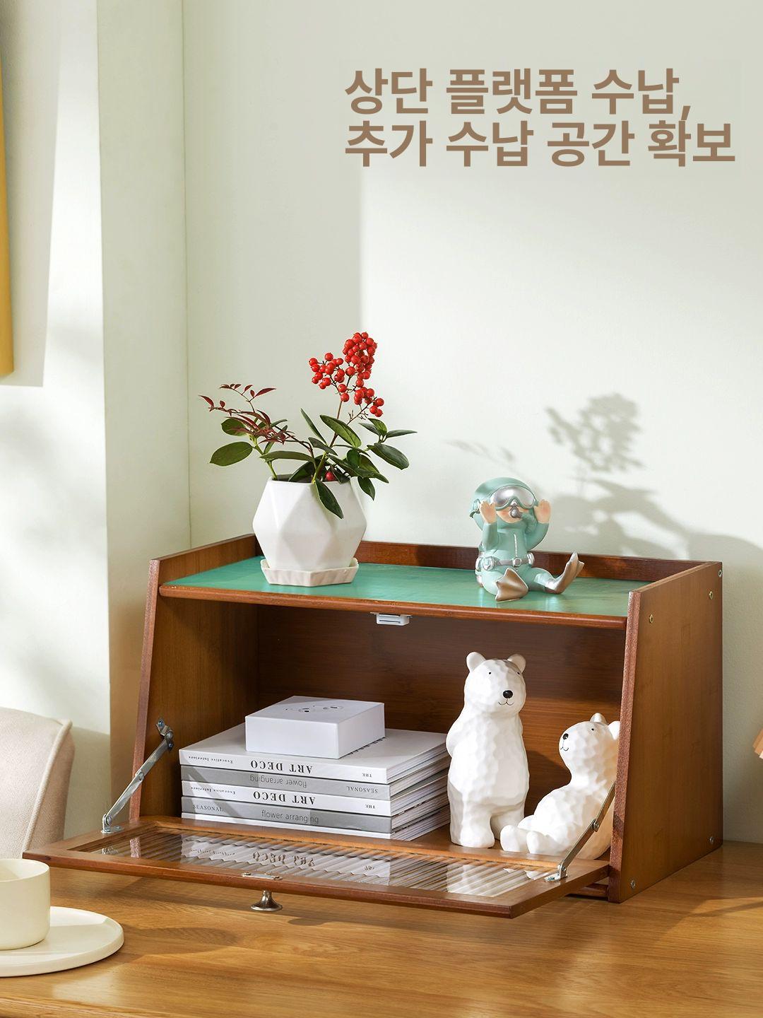 빈티지 그릇장 원목 레트로 미니찬장 장식장 다기장 홈카페 도어 쇼케이스 카페장 - 상세 이미지 4