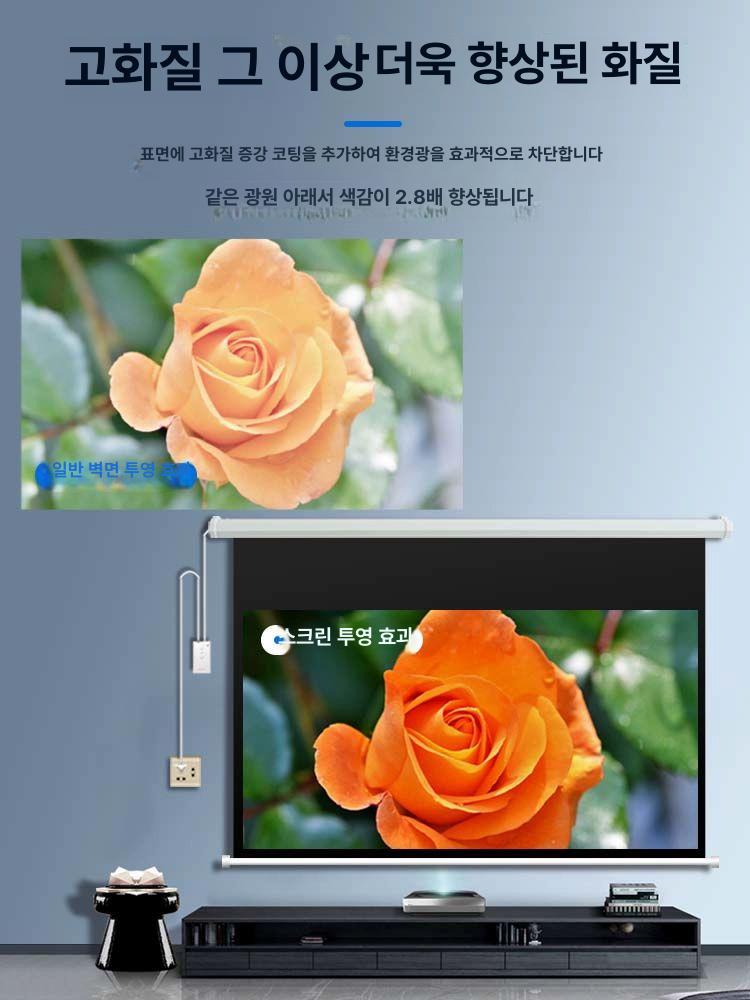 전동 스크린 롤스크린 대형 회의실 자동 구리 코어 영화 도어 무선 암막 셔터 빔프로젝터 - 상세 이미지 3