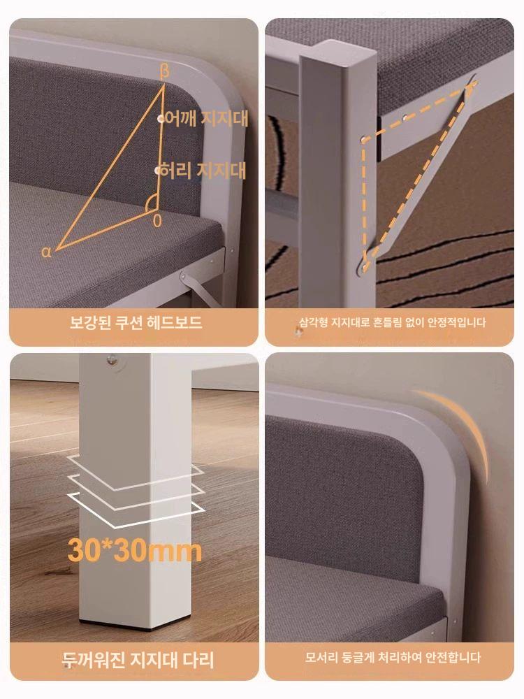 접이식 침대프레임 기숙사 자취방 깔판 싱글 대나무 간편 매트리스 평상 원목침대 가정용 - 상세 이미지 4