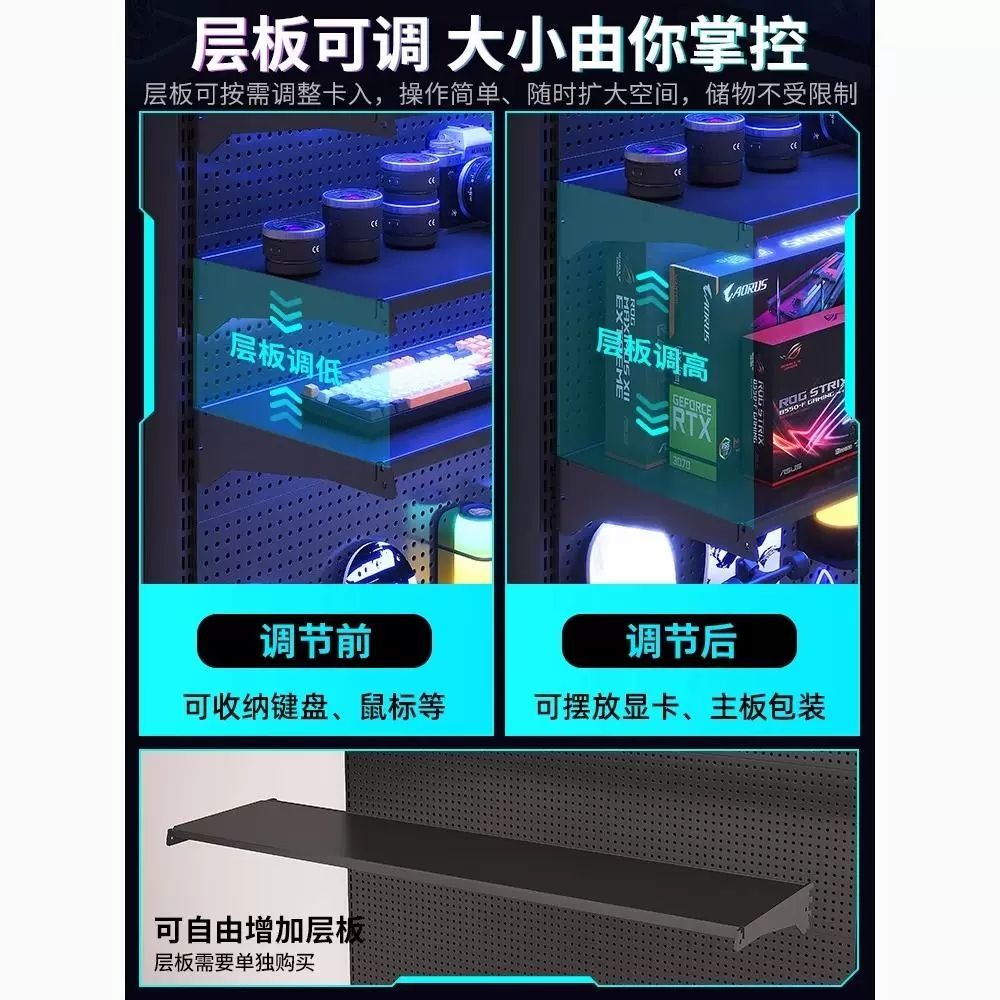 타공판파티션 스탠드 거실 칸막이 수납 전시대 진열대 높이 디스플레이 이동식파티션 - 상세 이미지 2