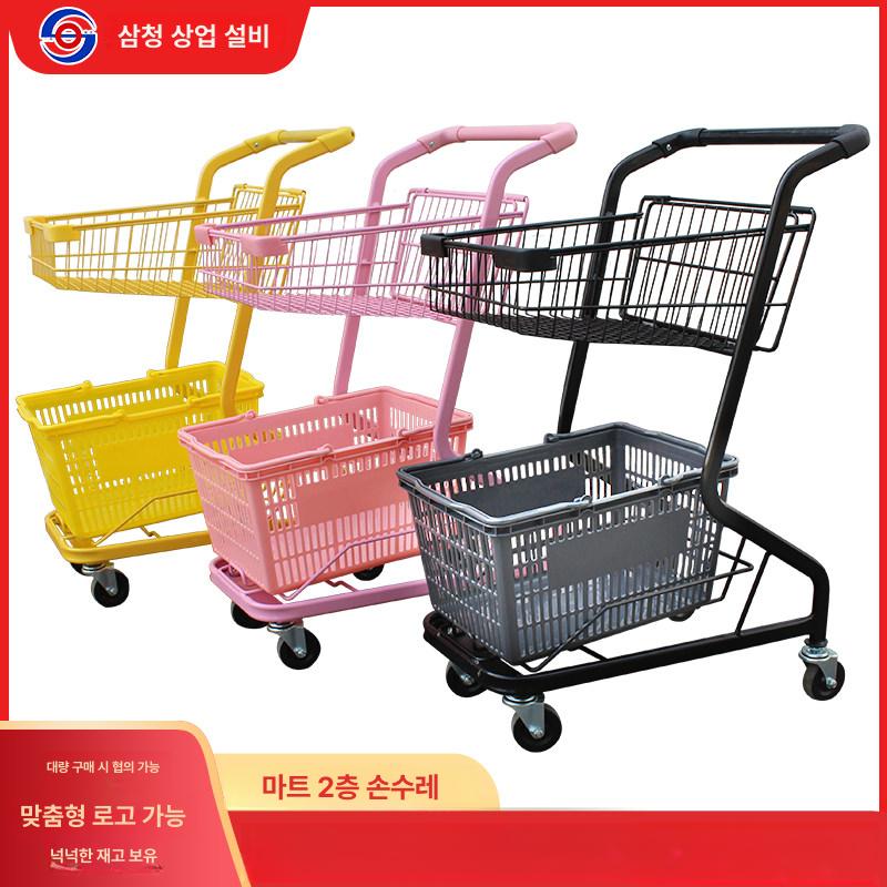 마트 시장바구니캐리어 성인용 미니카트 가방 핸드카트 미니쇼핑카트 편의점 세바퀴 - 상세 이미지 2