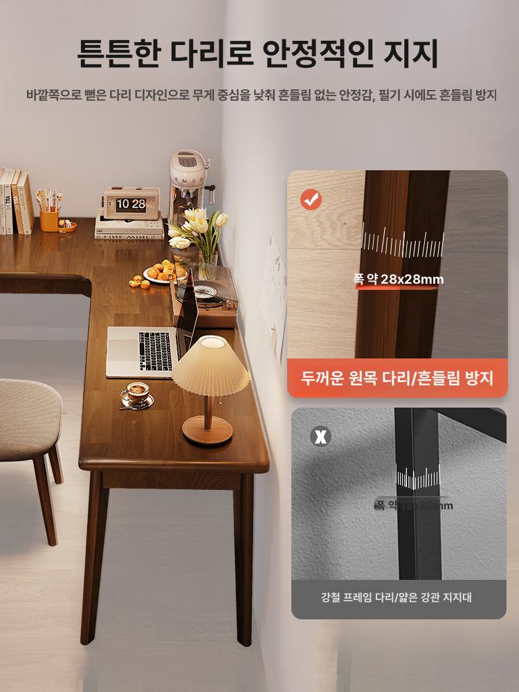 코너책상 ㄱ자 원목 와일드 기역자 책상 사무실 세트 왼쪽 코너형 코너 - 상세 이미지 3