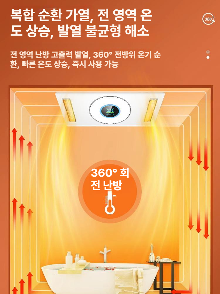 온열기 욕실히터 온풍기 가정용 욕실용 난방기기 목욕탕 천장형 천장매립형 천정형 - 상세 이미지 3
