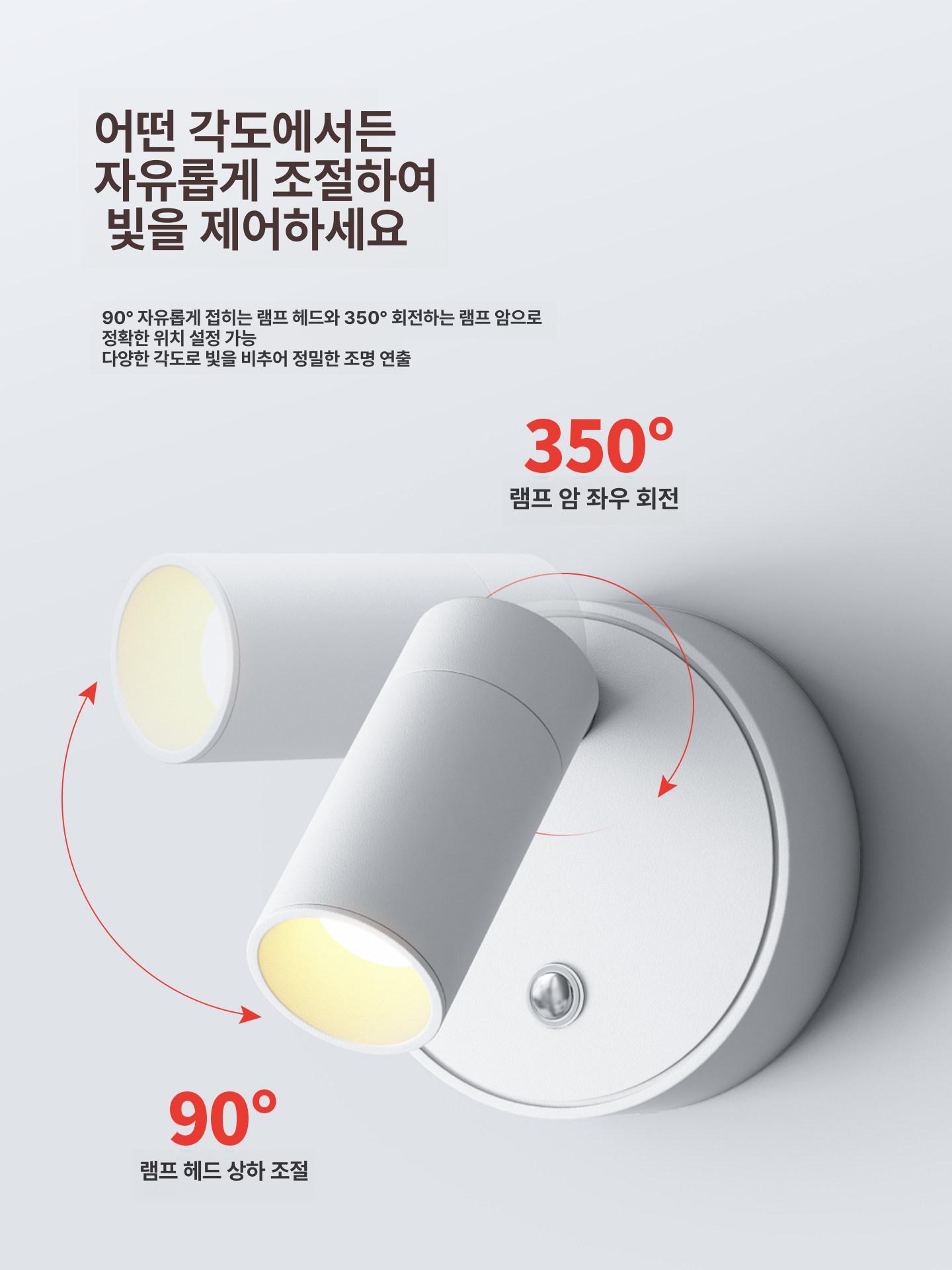 무선 조명 액자등 자석 실내 무타공 벽등 침대 충전형 독서등 - 상세 이미지 4