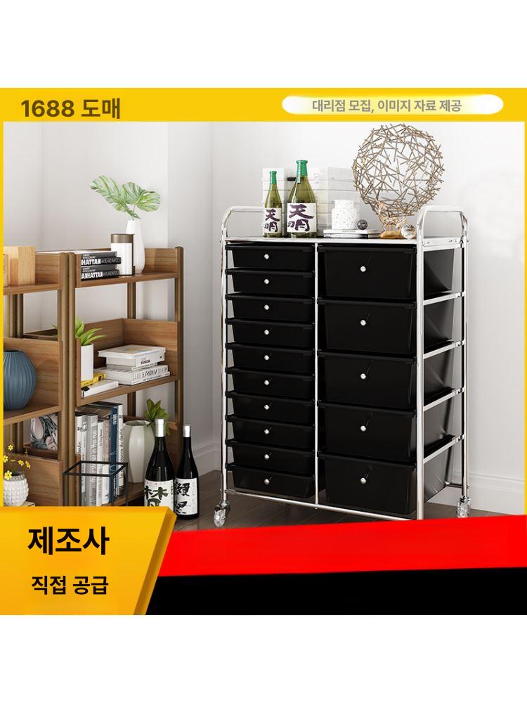 미용실 롯드장 블랙 이동식 캐비닛 이중 가위정리대 가위 정리대 행 캐비넷 고급 바퀴 롯드 - 상세 이미지 3