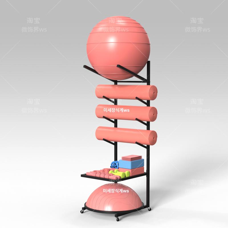 폼롤러 거치대 요가 체육관 정리 보관함 바구니 헬스장 진열대 정리대 벽걸이 수납장 이동식 - 상세 이미지 4