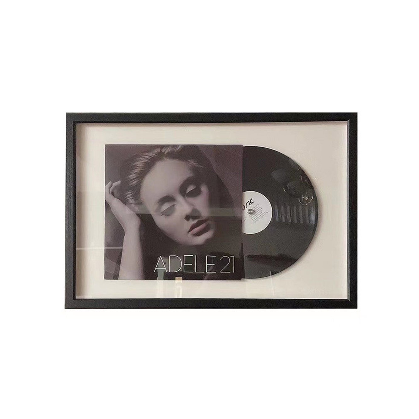 프레임 액자 LP판 장식 내부 터 커버 바이닐 40x60cm 케이스 검은색 레코드판 흰색 보관 - 상품 이미지
