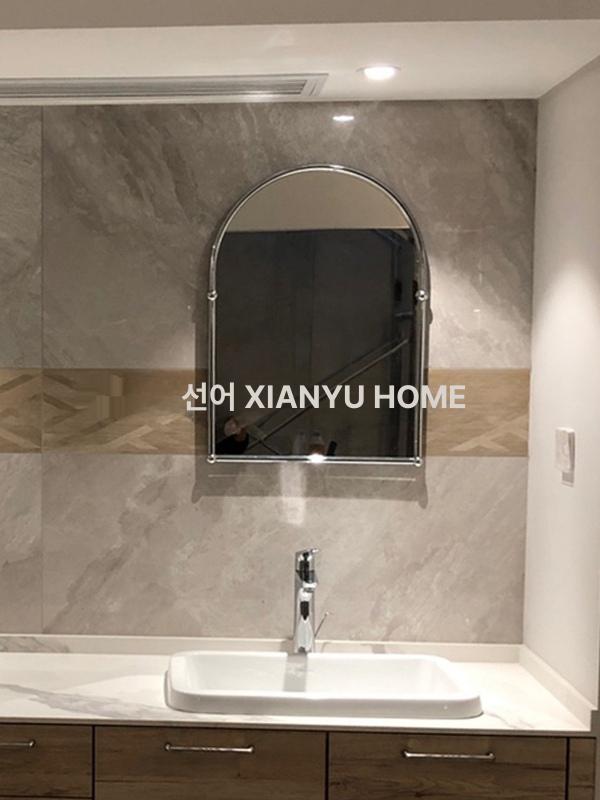 아치형 화장대거울 스틸 라운드 디자인 벽거울 원형 미러 수납 모던 욕실거울 반원 - 상세 이미지 5
