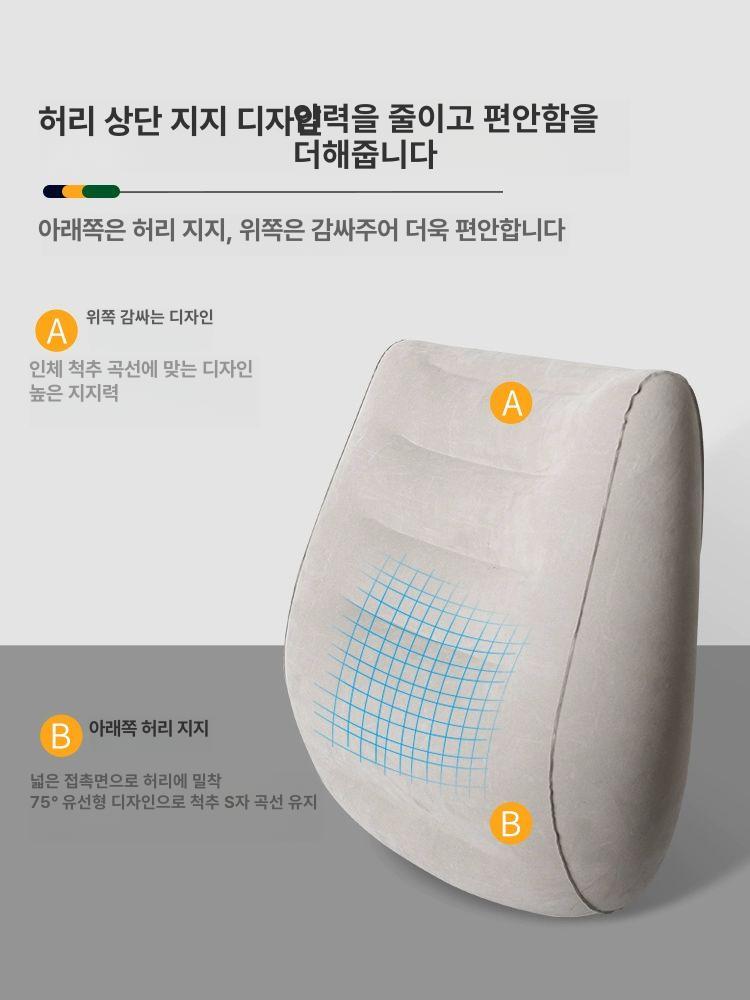 비행기 등받이 에어쿠션 여행용 팽창식 기내 캠핑용 휴식 에어 쿠션 허리 지지대 - 상세 이미지 4