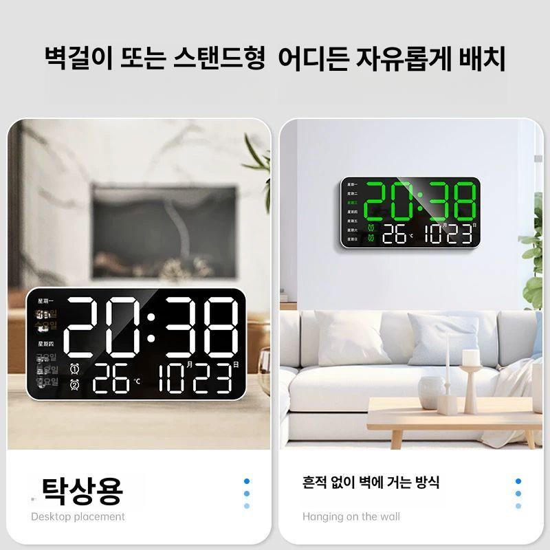 led 전자시계 사무실 개업 인테리어 온습도 전자벽시계 달력 벽걸이시계 선물 캘린더 - 상세 이미지 5