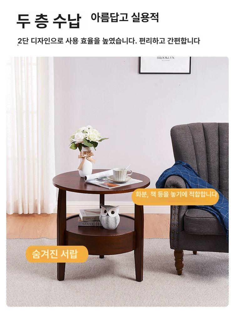 서랍식 빈티지 엔틱협탁 침대옆 탁자 원형협탁 라운드 앤틱 너비 북유럽 레트로 모던 - 상세 이미지 3