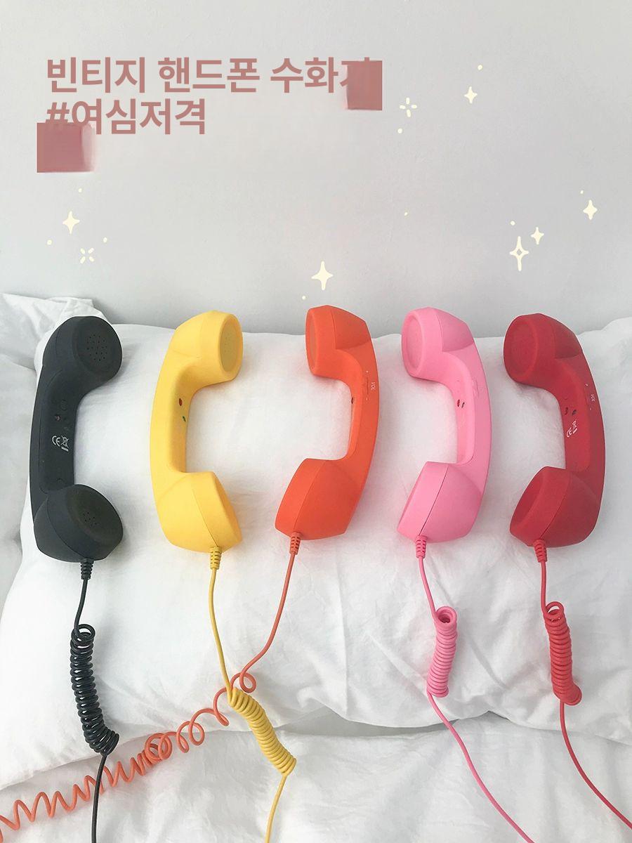 레트로 수화기 c타입 옛날전화기 이어폰 오렌지레드 - 상세 이미지 3