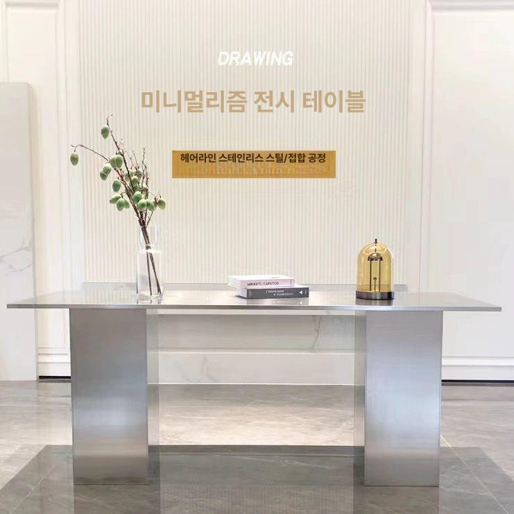대형 스테인레스 테이블 디스플레이 사각 음식점 식당 스텐 장식장 작업대 인테리어 야외 - 상세 이미지 2