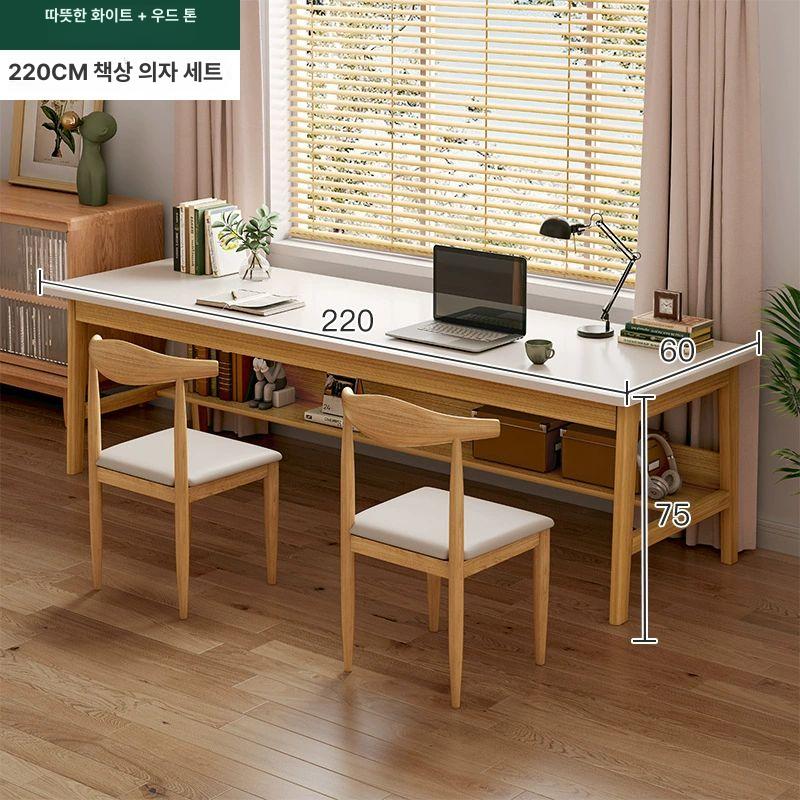 일자형 스터디룸 스터디카페책상 공부 긴 자습실 칸막이 서재 호두색 색상 독서실책상 - 상세 이미지 4