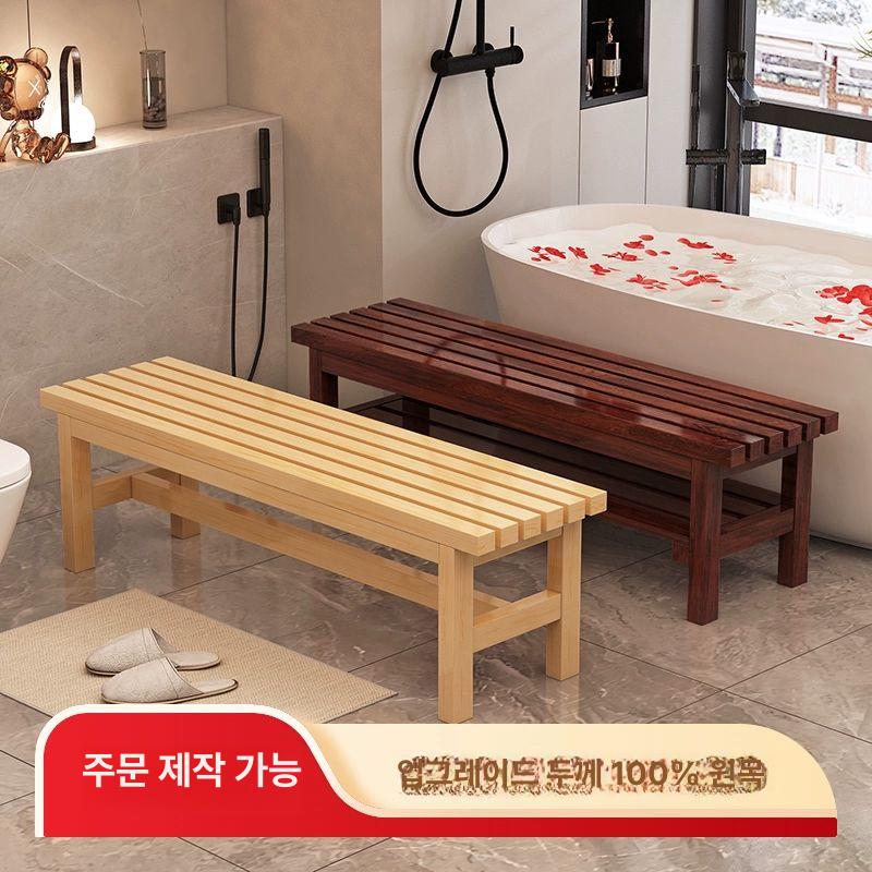 편백나무 벤치 원목 사우나 히노끼 화장실 방수 보강 스툴 샤워 사우나의자 체어 - 상세 이미지 2