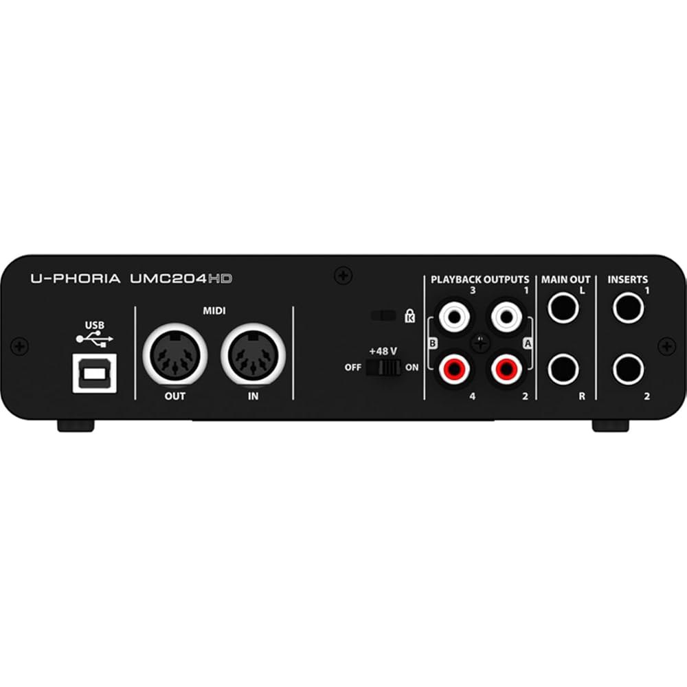 Behringer UMC204HD 오디오 파일 2x4, 24비트 / 192kHz USB MIDi 인터페이스 및 Midas Mic 프리앰프 | 마이크 악기 녹음용 - 상세 이미지 2
