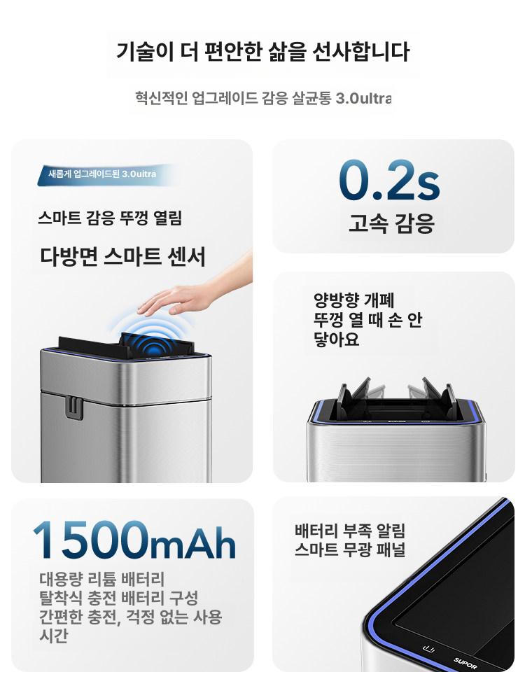 자동센서 대형쓰레기통 욕실 종량제 업소용 화장실 고급 인테리어 홈 스마트쓰레기통 - 상세 이미지 4