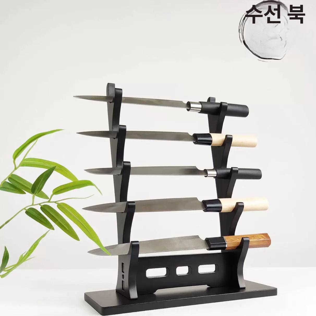 원목 칼걸이 나무 업소용 홀더 칼보관함 나이프 보관함 칼집 주방 칼블럭 칼거치대 식도 - 상세 이미지 2