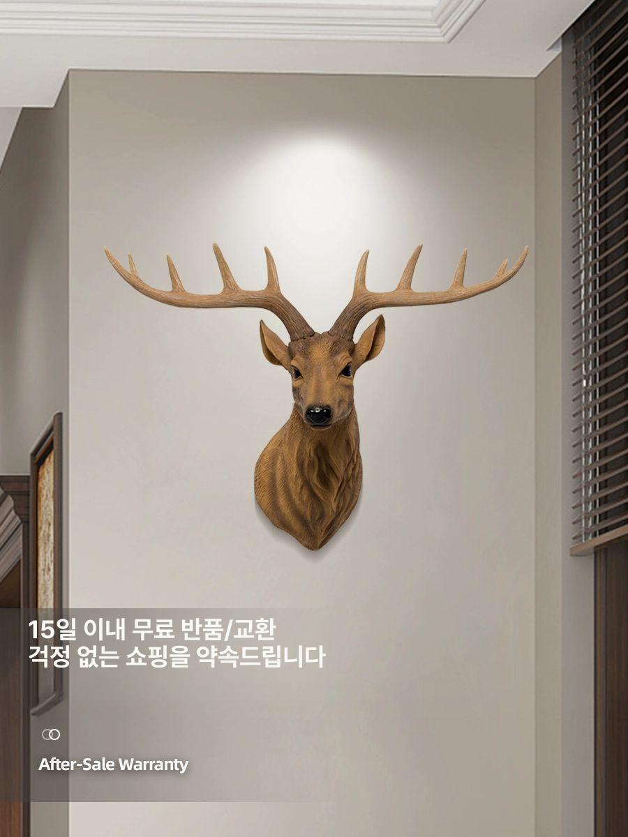 거실 사슴머리 벽걸이 복고풍 헌팅 장식품 인조 현관 소품 조각상 박제 스타일 표본 - 상세 이미지 5