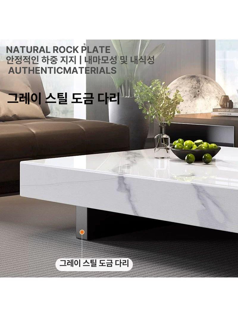 대형 대리석 거실테이블 모던 북유럽 협탁 인테리어 마블테이블 광택 천연 - 상세 이미지 3