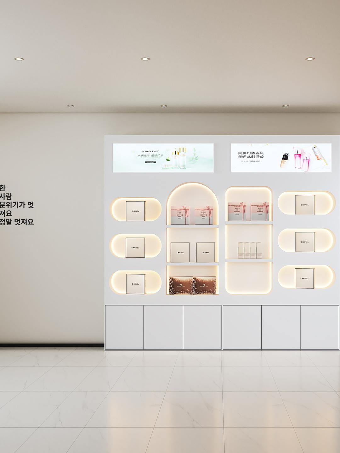 네일아트 진열장 화장품 수납 메니큐어 보관함 정리대 향수 서랍장 뷰티샵 대형 회백색 아트 - 상세 이미지 5