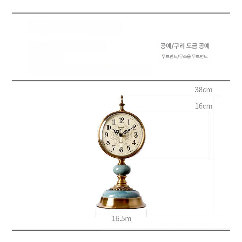 탁상 시계 무소음 엔틱 감성 거실 인테리어 책상 선물 모던 스타일 벽시계 - 상세 이미지 4