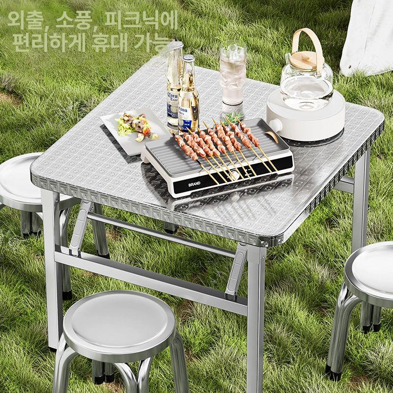 두꺼운 스텐테이블 야외용 업소용 탁자 카페 가정용 식당 원탁 높이 상업용 - 상세 이미지 3