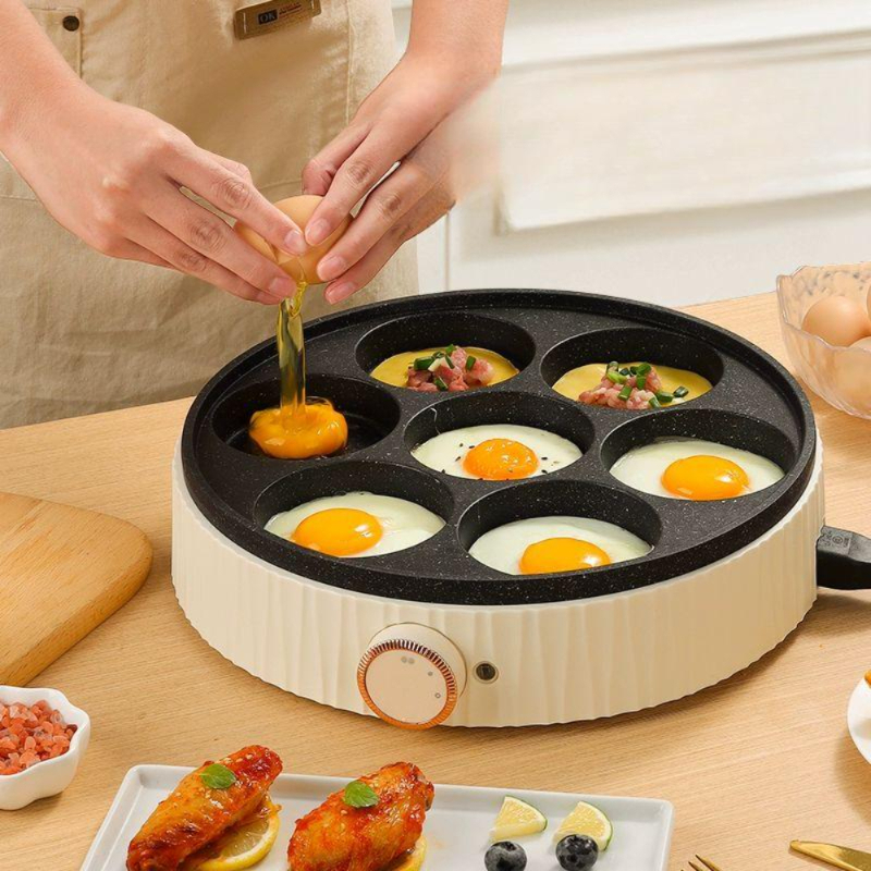 7구 자동 업소용 팬 틀 후라이 조식 식당 메이커 오믈렛 뷔페 에그 원형 계란 대용량 - 상품 이미지