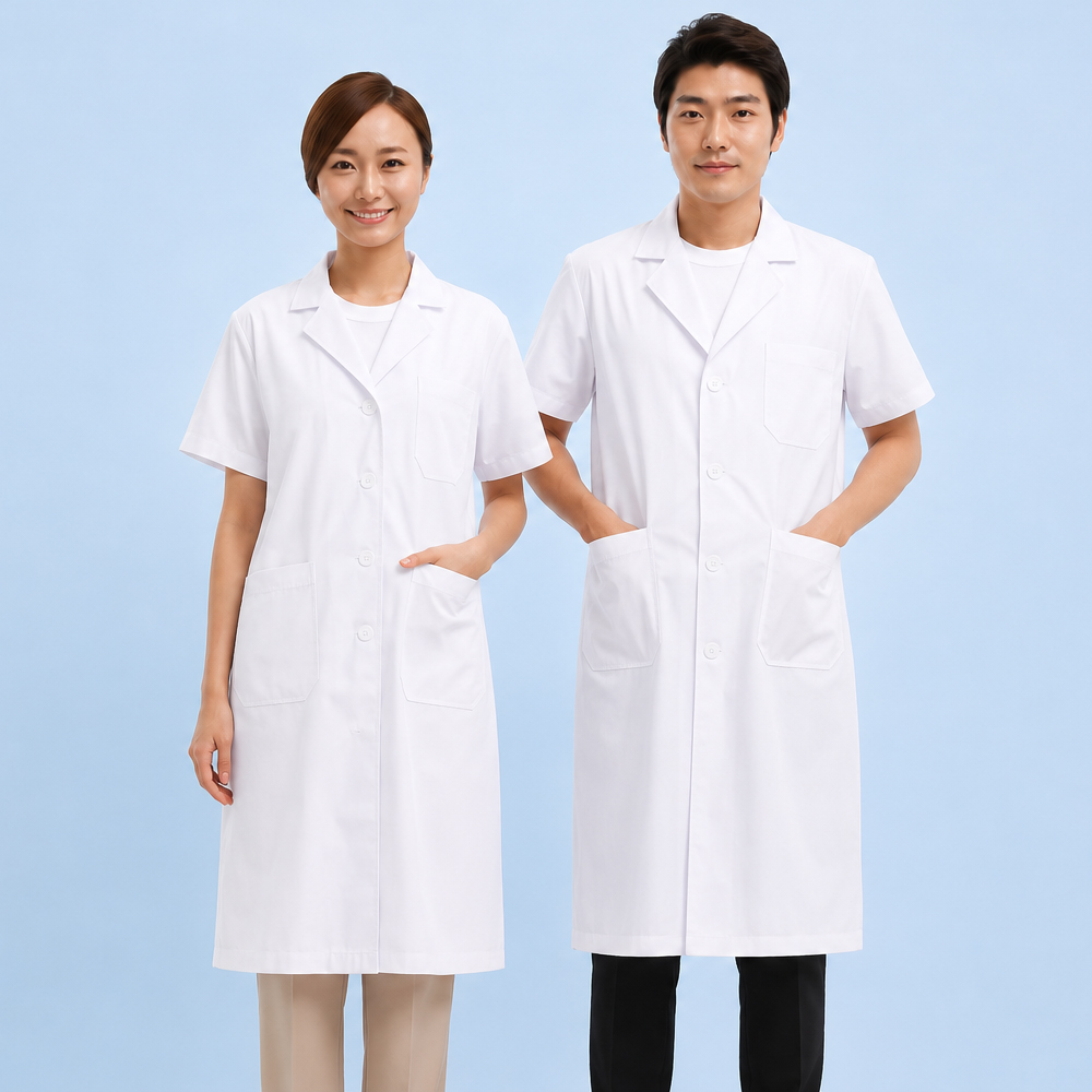 여름용시원한T/C 45수반팔의사 약사 영양사 피부관리사 실습 실험실가운 - 상품 이미지