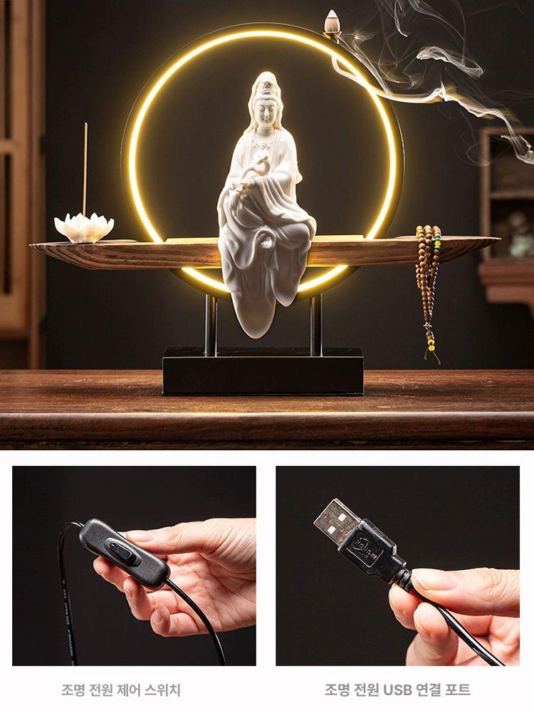 LED 조명 장식 불상 인테리어 소원 천수관음 부처 법사 불당 부처상 아미타불 명상등 - 상세 이미지 5