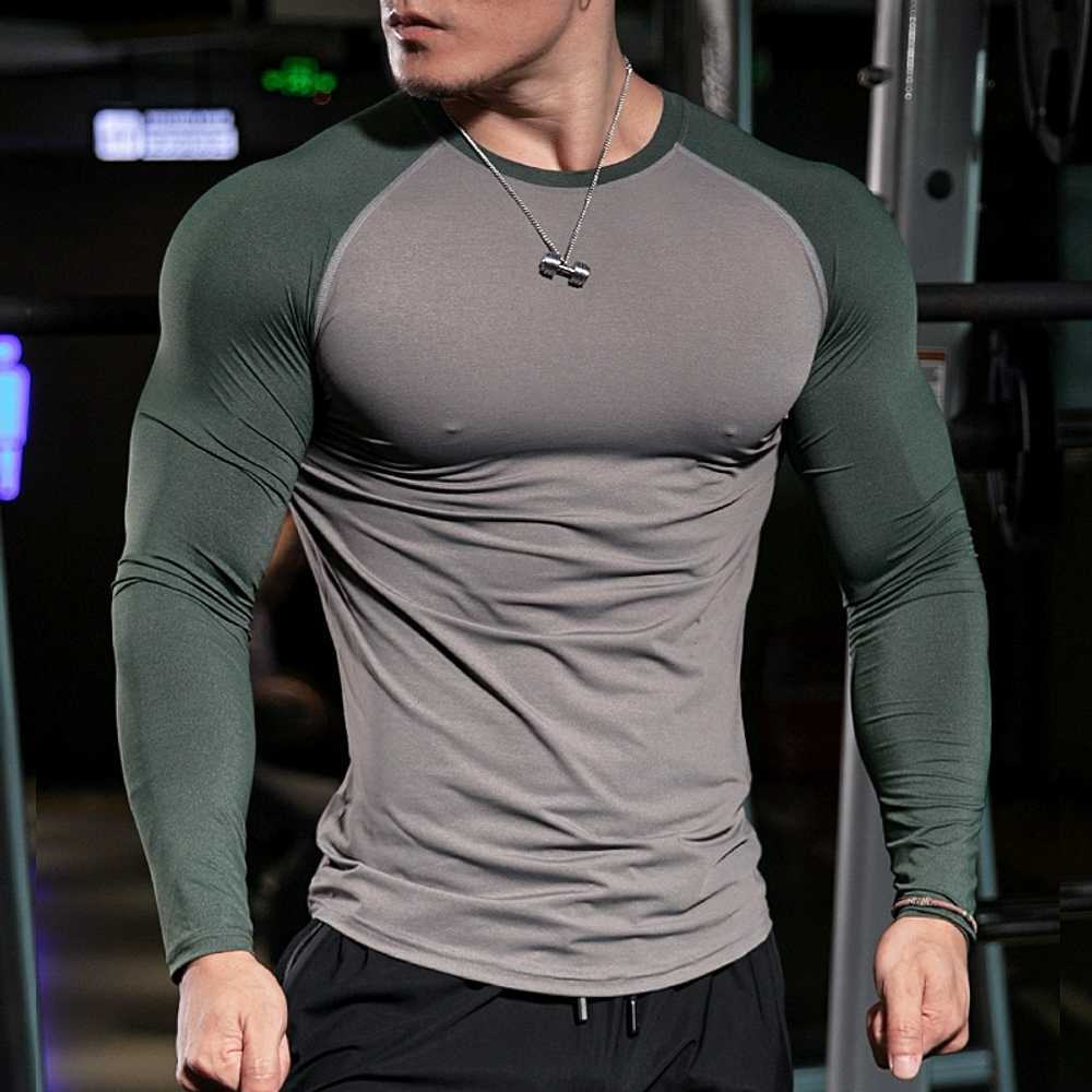 머슬핏 긴팔 라운드넥 남성 무지 슬림 스판 운동복 냉감 빅사이즈 러닝 기능성 캐주얼 - 상세 이미지 2