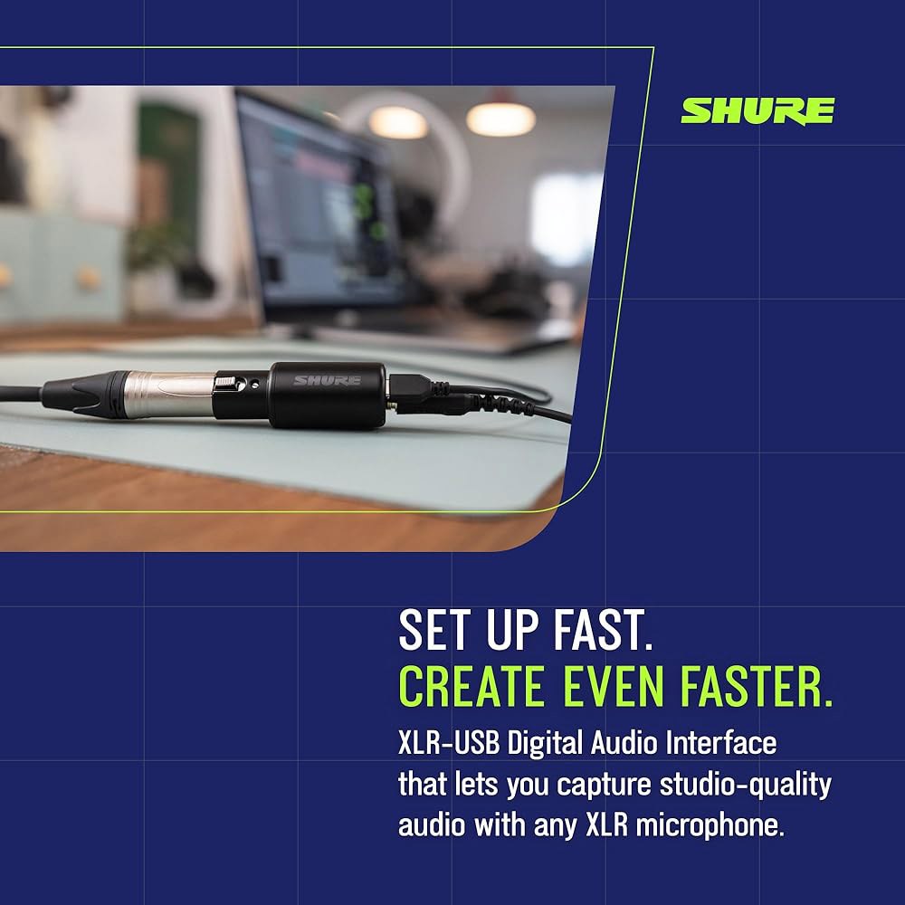 슈어 MVX2U 2세대 XLR-to-USB-C 디지털 오디오 인터페이스, MFi 인증, 처리를 위한 휴대용 설정, XLR과 USB-C 장치 간의 노이즈 없는 녹음 - 상세 이미지 3