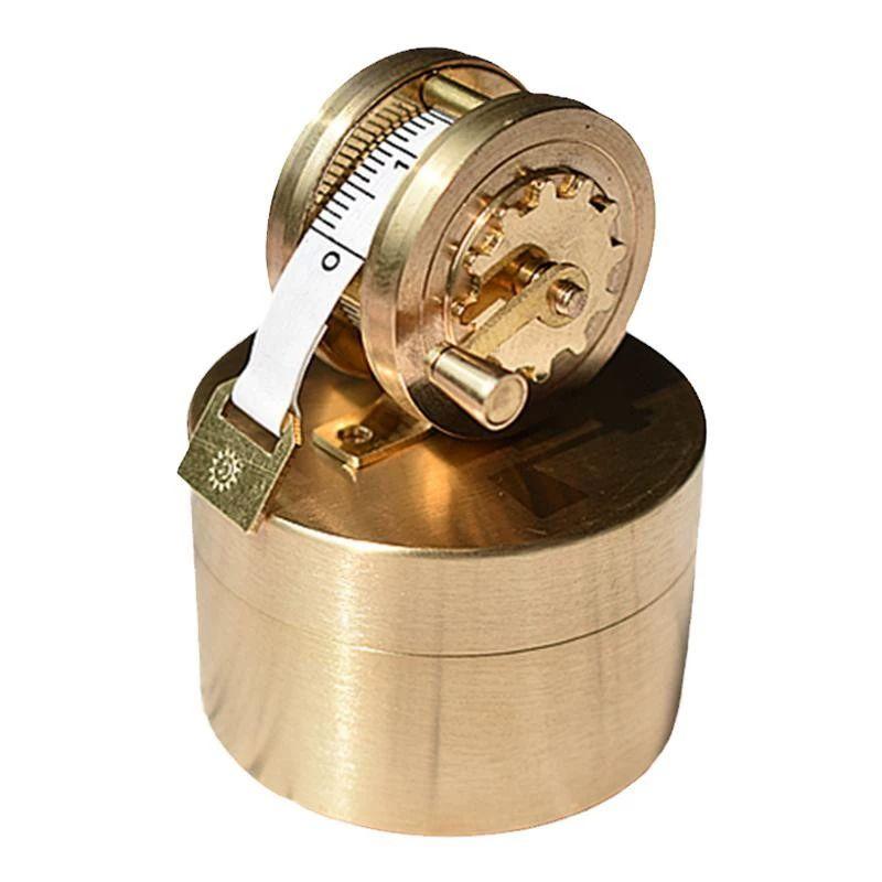 엔틱 줄자 구리 레트로 소품 앤틱 자 릴 측정 클립 미니 재봉 도구 빈티지 황동 겸용 - 상품 이미지